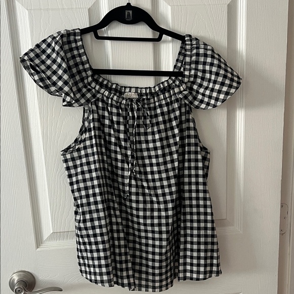 Black and White Checkered J Crew Women's Top - Picture 1 of 7